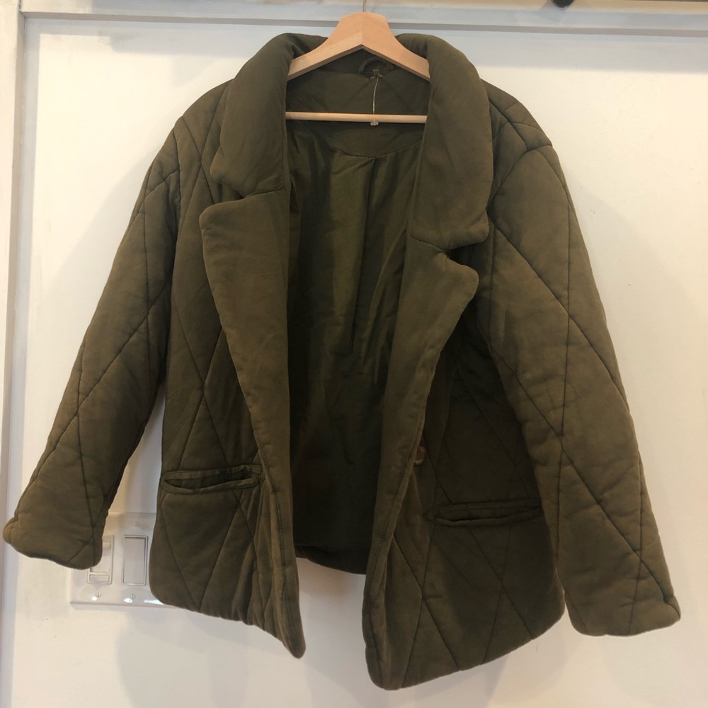 Free people olive green puffer coat